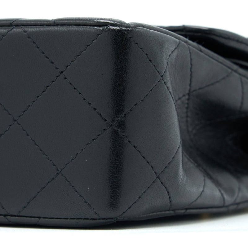 Chanel Vintage Small Classic Double Flap Bag Lambskin Black GHW