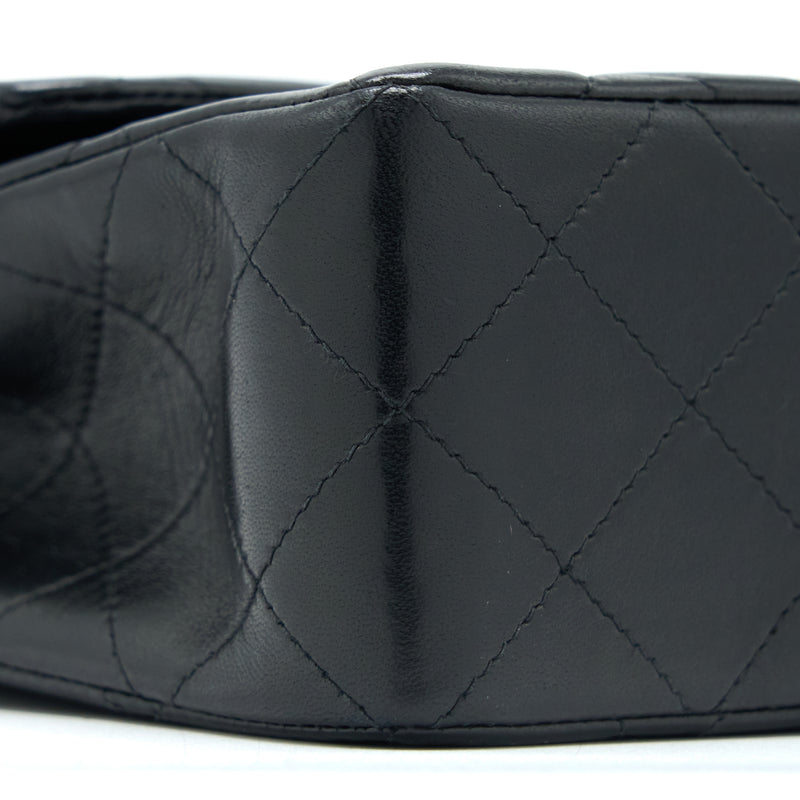Chanel Vintage Small Classic Double Flap Bag Lambskin Black GHW