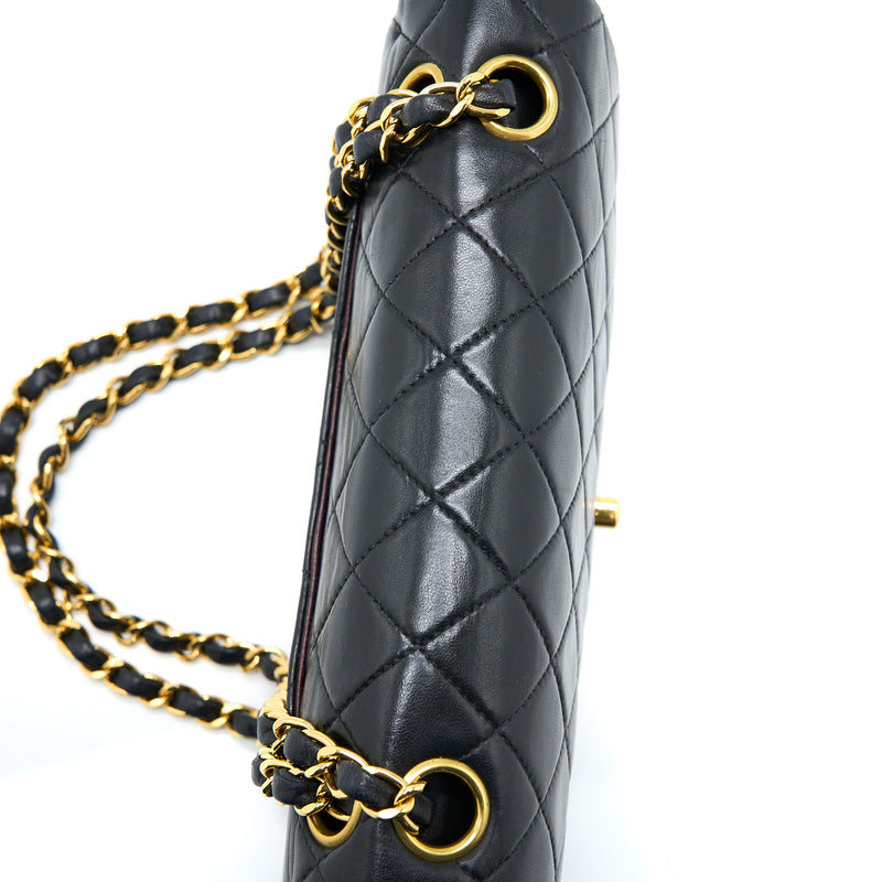 Chanel Vintage Small Classic Double Flap Bag Lambskin Black GHW