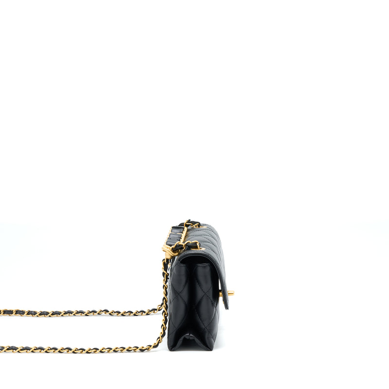 Chanel 22S Seasonal Flap Bag Calfskin Black Brushed GHW