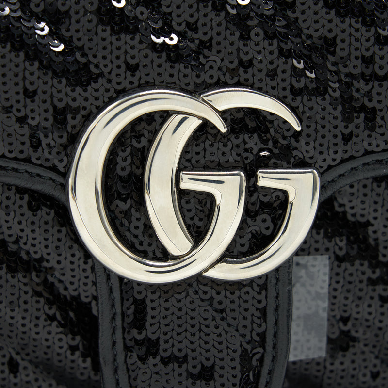 Gucci Marmont Mini Sequin Shoulder Bag Black