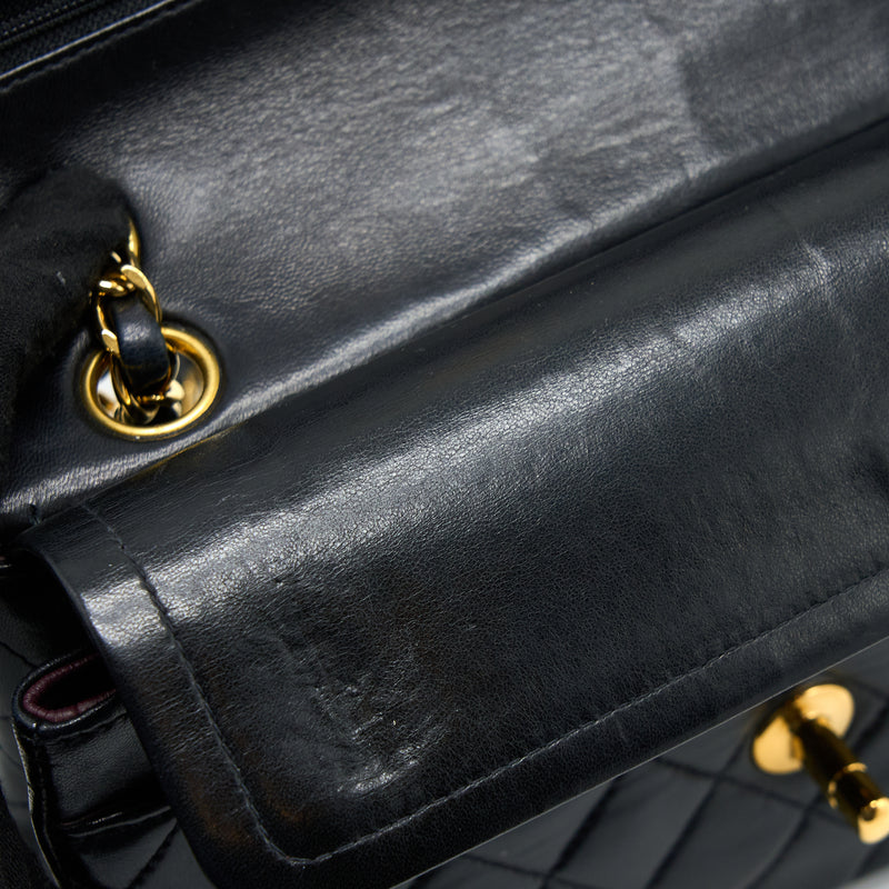 Chanel Vintage Small Classic Double Flap Bag Lambskin Black GHW
