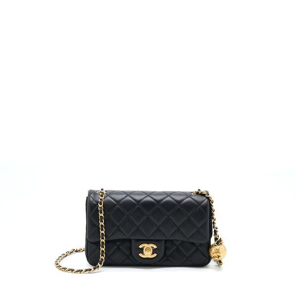 Chanel Pearl Crush Mini Rectangular Lambskin Black With GHW (Microchip)
