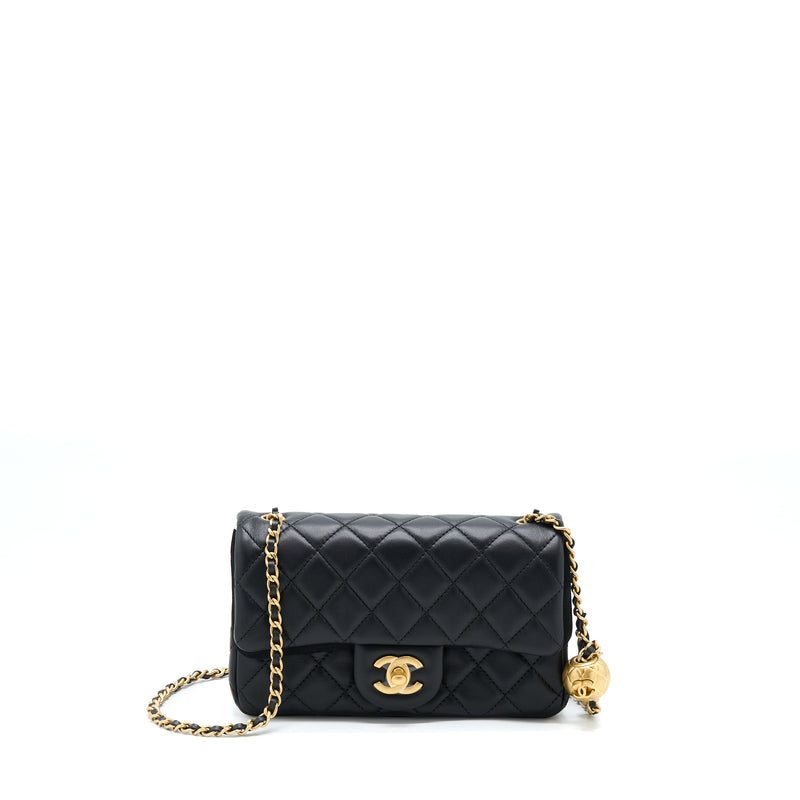 Chanel Pearl Crush Mini Rectangular Lambskin Black With GHW (Microchip)