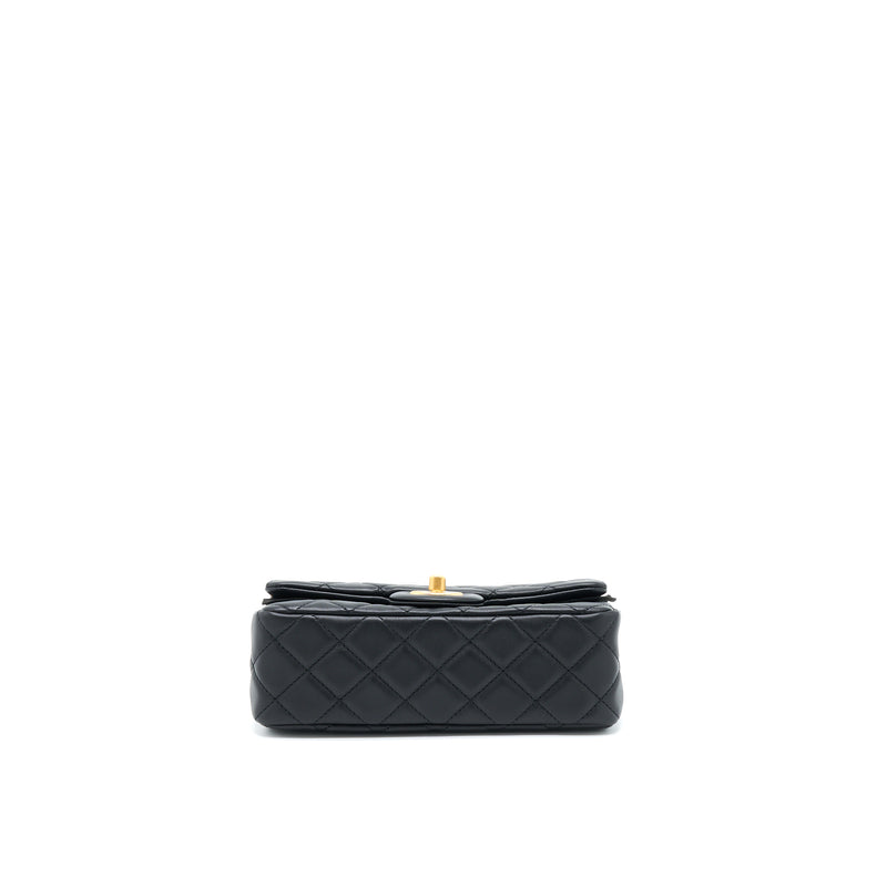 Chanel Pearl Crush Mini Rectangular Lambskin Black With GHW (Microchip)
