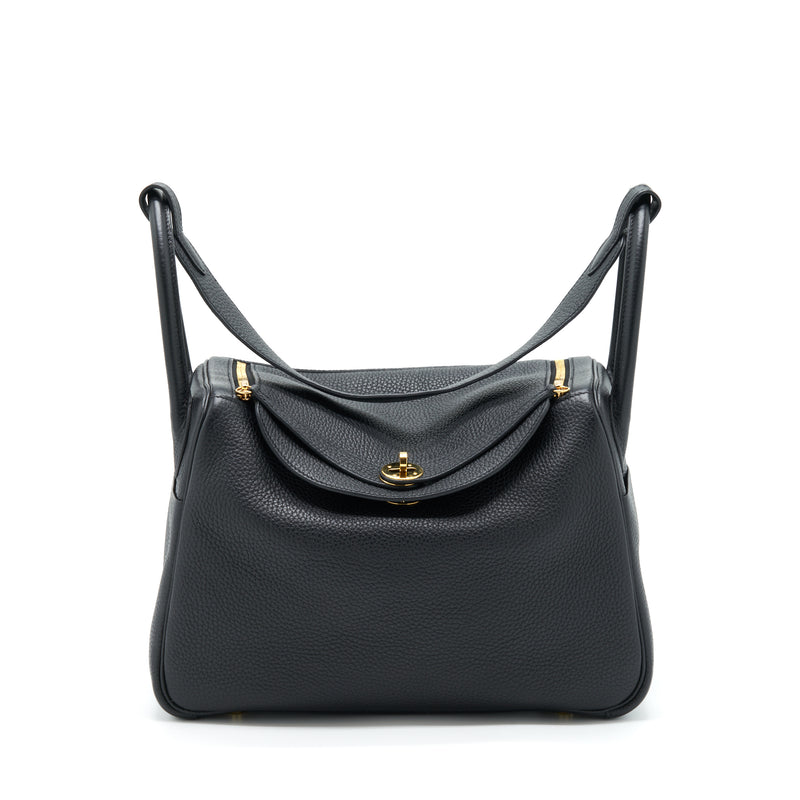 Hermes Lindy 30 Clemence Black GHW Stamp Y