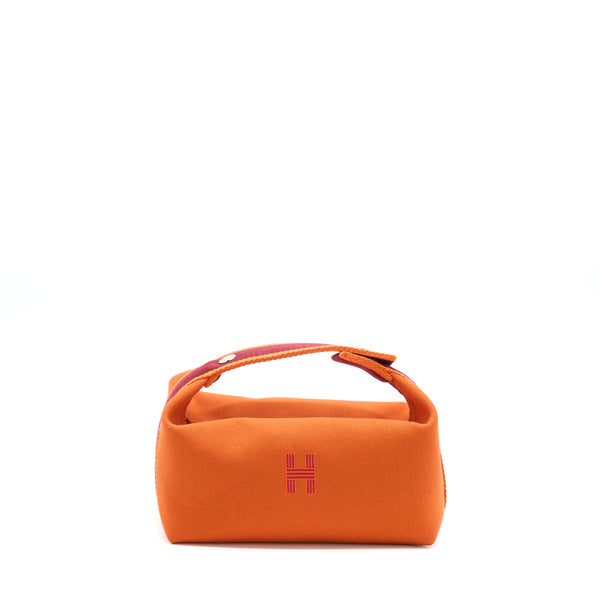 Hermes Trousse De Toilette Bride A Brac PM Travel Pouch Orange Feu