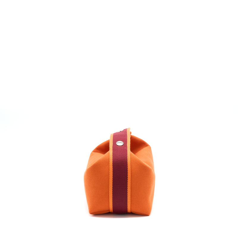 Hermes Trousse De Toilette Bride A Brac PM Travel Pouch Orange Feu