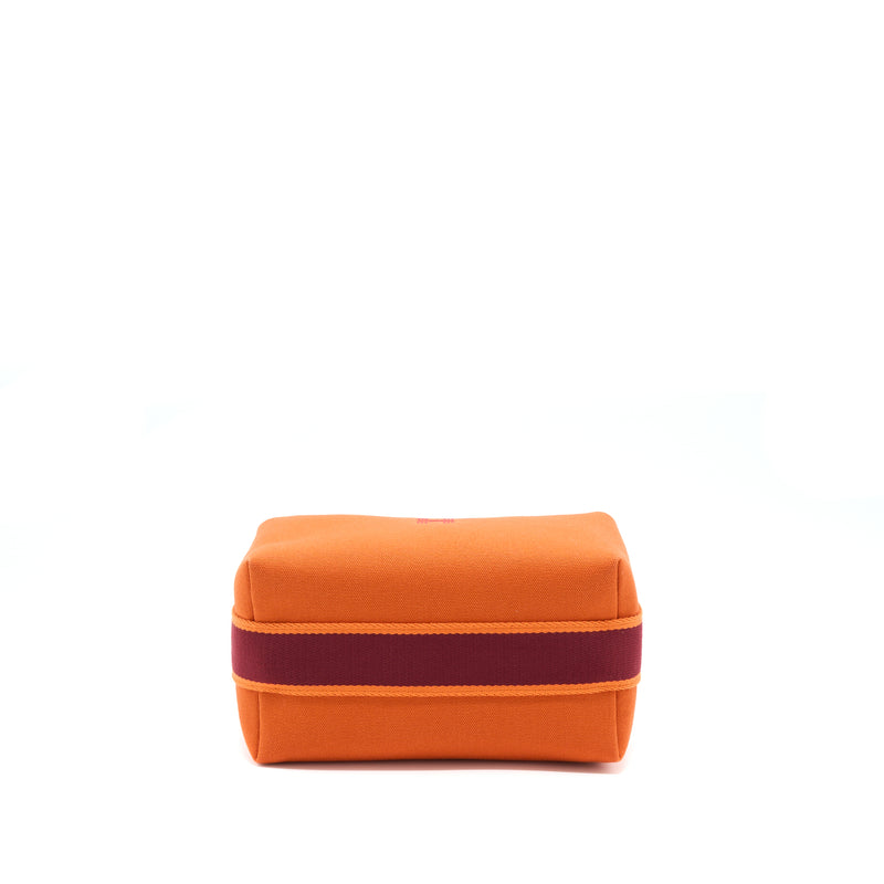 Hermes Trousse De Toilette Bride A Brac PM Travel Pouch Orange Feu