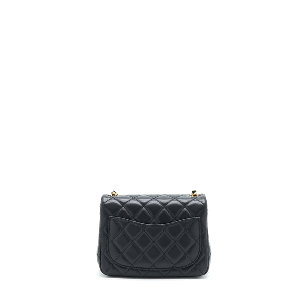 Chanel Pearl Crush Mini Square Flap Bag Lambskin Black GHW (Microchip)