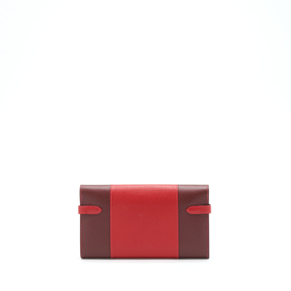 Hermes classic kelly long wallet epsom leather red / dark red with SHW stamp T