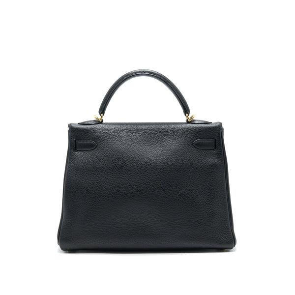 HERMES KELLY 32 BLACK GHW STAMP K