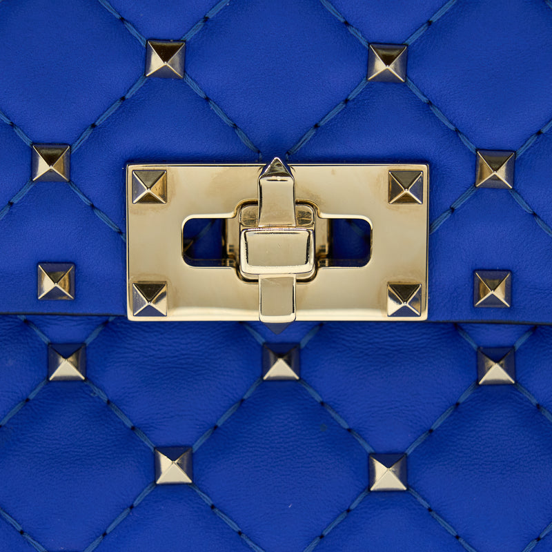 Valentino Garavani Medium Rockstud Spike Shoulder Bag Blue