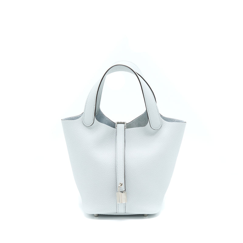 Hermes Picotin 18 Lock Bag Clemence Blue Pale SHW Stamp U