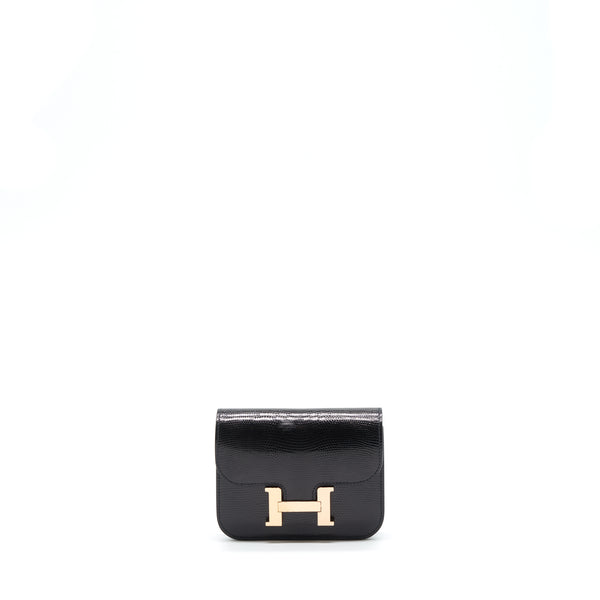 Hermes constance slim lizard leather black with RGHW stamp Z