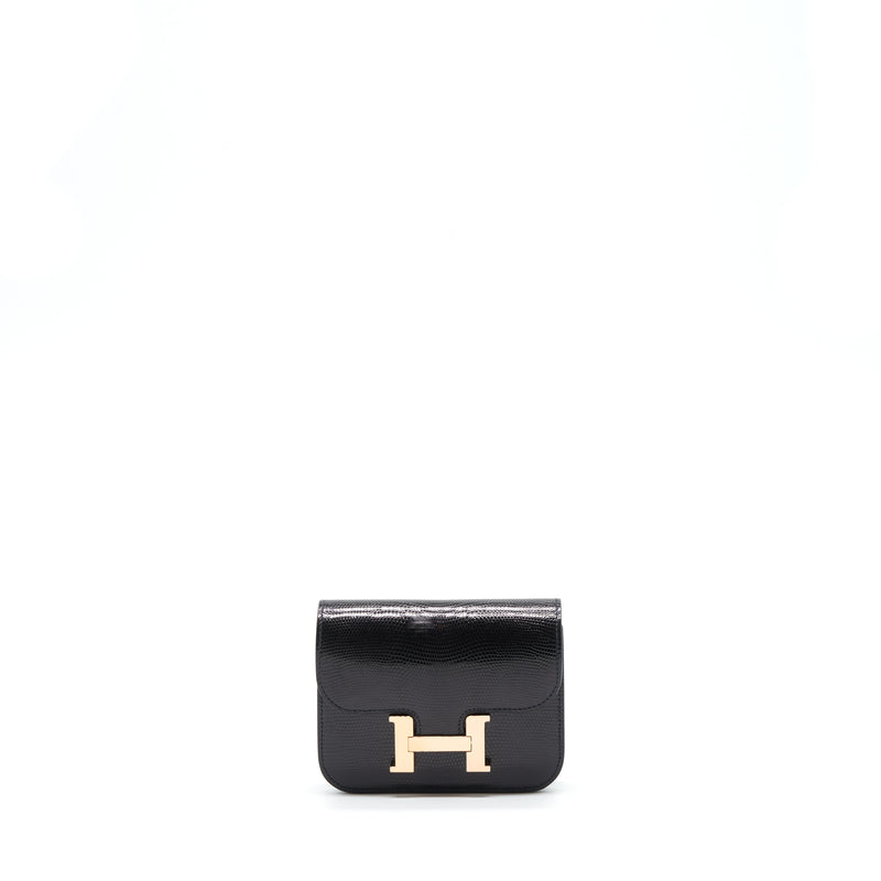 Hermes constance slim lizard leather black with RGHW stamp Z