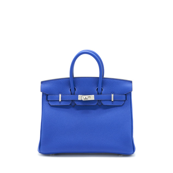 Hermes birkin 25 Togo leather blue royal / capuchins with SHW stamp U