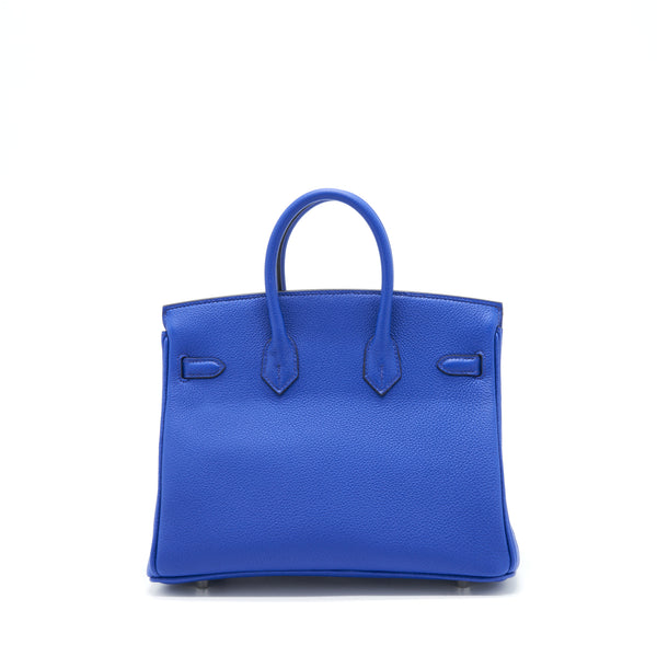 Hermes birkin 25 Togo leather blue royal / capuchins with SHW stamp U