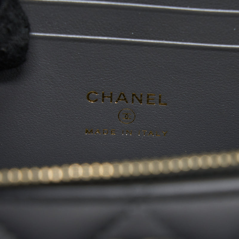 Chanel Top Handle Long Vanity with Chain Lambskin Grey LGHW (Microchip)