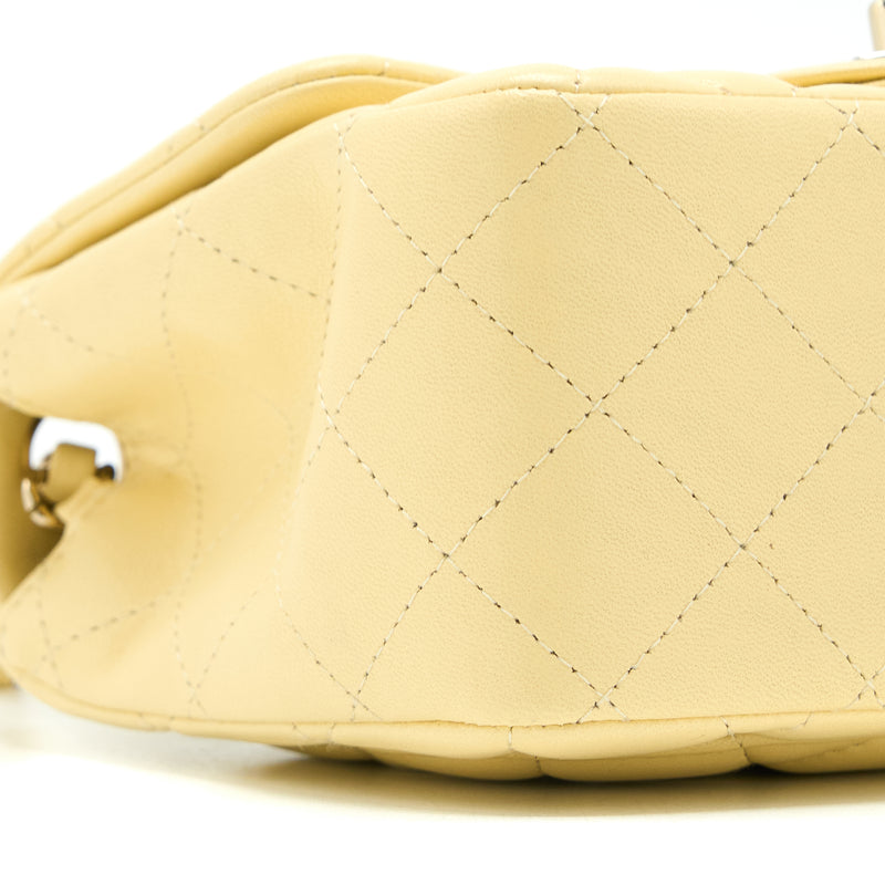 Chanel Mini Square Flap Bag Lambskin Light Yellow LGHW