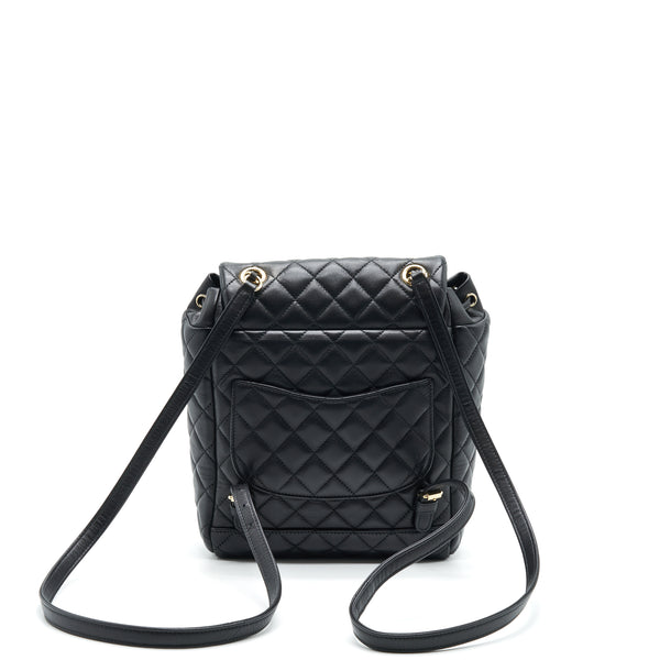 CHANEL QUILTED LAMBSKIN URBAN SPIRIT BACKPACK BLACK GHW