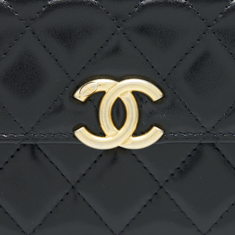 Chanel 21A Flap Coin Purse with chain Calfskin black GHW