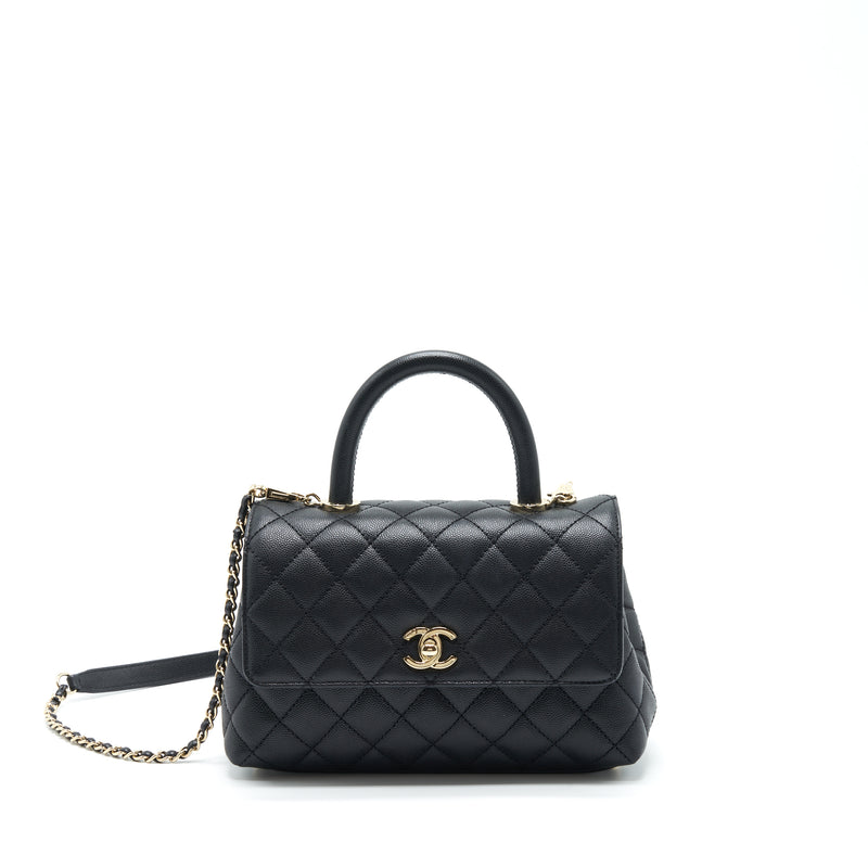 Chanel small coco handle caviar black LGHW (microchip)