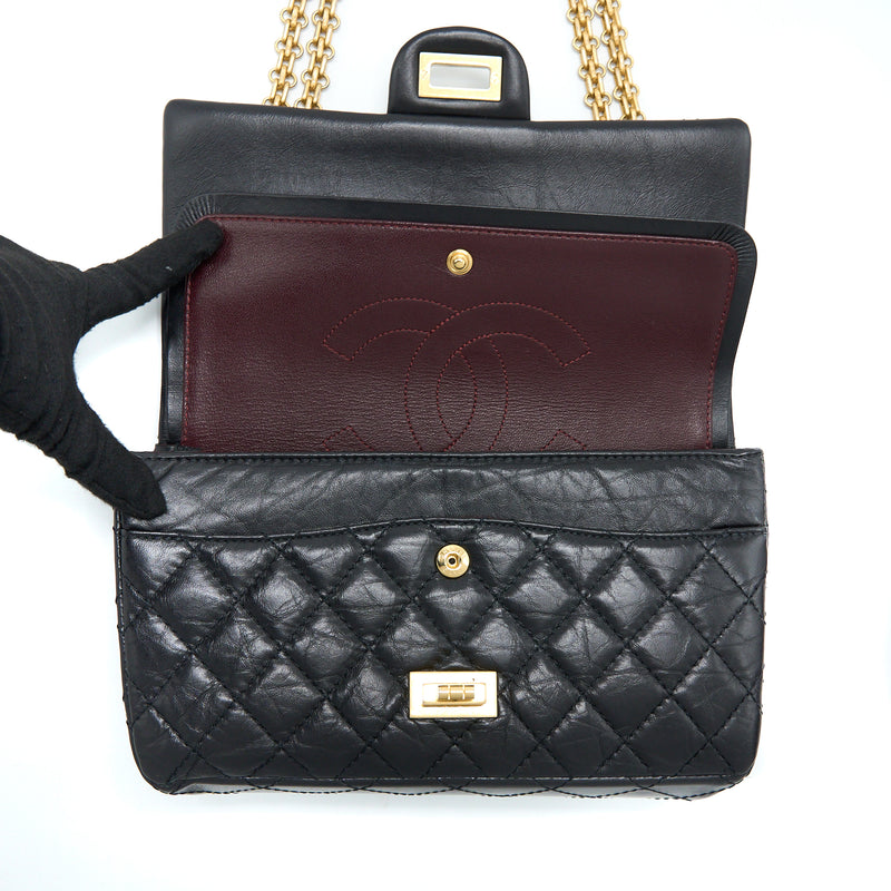 Chanel Small 2.55 Reissue Flap Bag Aged Calfskin Black Brushed GHW