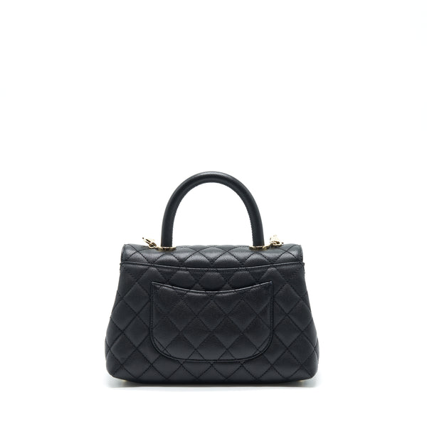 Chanel small coco handle caviar black LGHW (microchip)