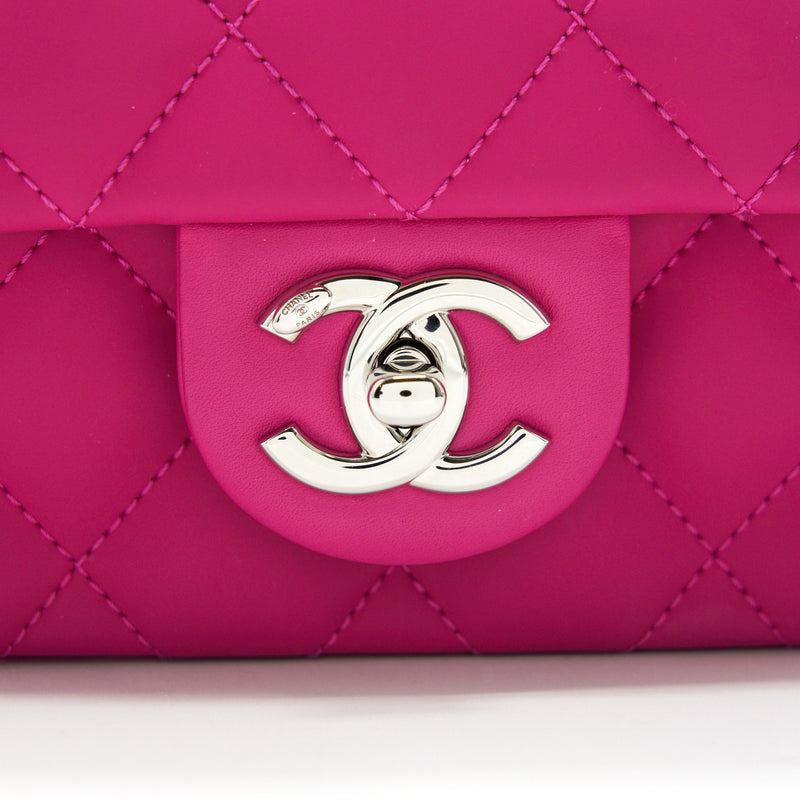 Chanel Rubber quilted lambskin flap Bag pink SHW