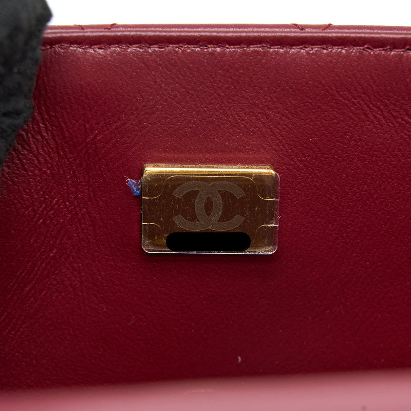 Chanel Top Handle Mini Rectangular Flap Bag Lambskin Burgundy GHW (Microchip)