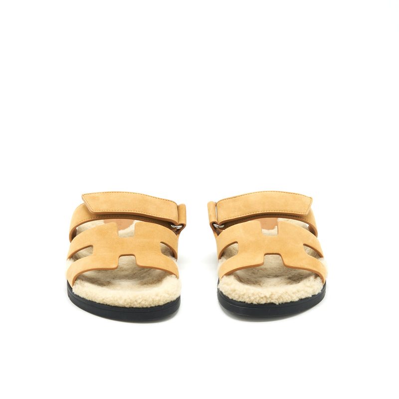 Hermes Size 37.5 Chypre sandal beige Doreen/ ecru