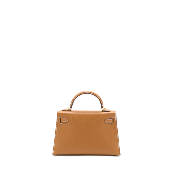 Hermes Mini Kelly II Epsom Gold GHW Stamp Z