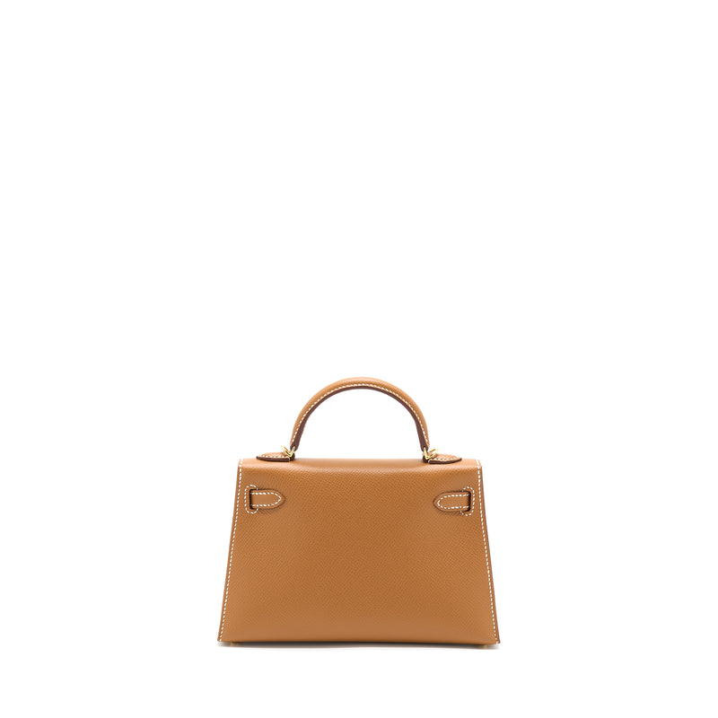 Hermes Mini Kelly II Epsom Gold GHW Stamp Z