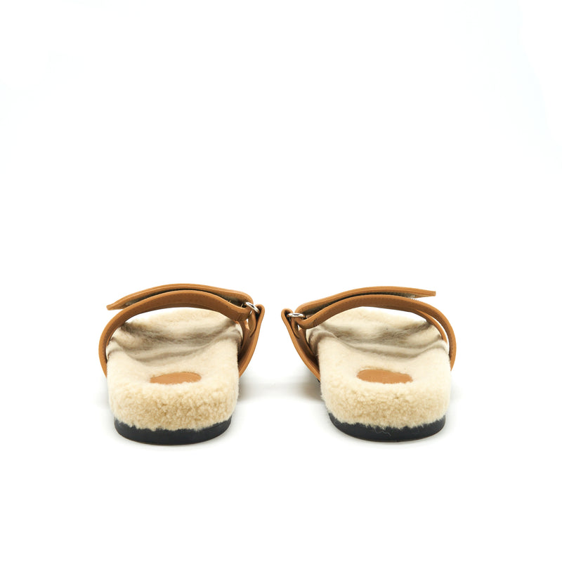 Hermes Size 37.5 Chypre sandal beige Doreen/ ecru
