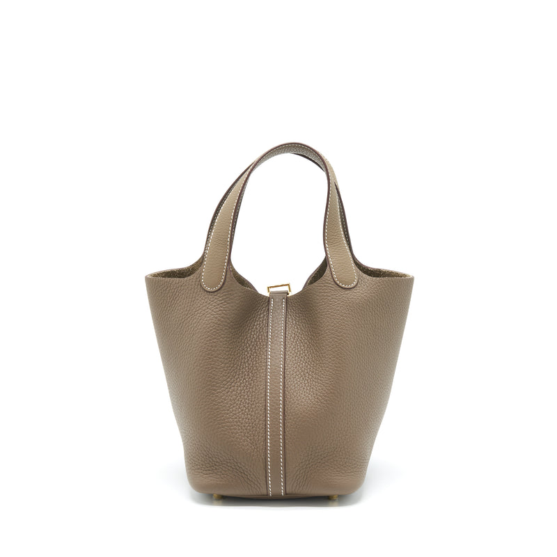 Hermes picotin 18 lock bag clemence leather etoupe with GHW stamp Y