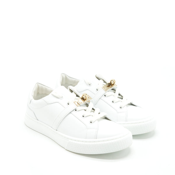 Hermes Size36 Day Sneaker Calfskin white with Gold plated Kelly buckle
