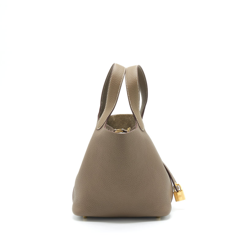Hermes picotin 18 lock bag clemence leather etoupe with GHW stamp Y