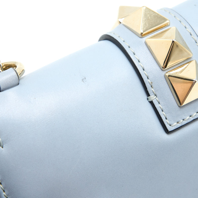 Valentino Rockstud Lock Bag Light Blue SHW