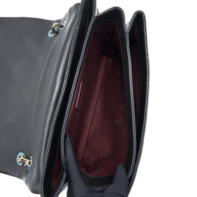 Chanel Large Single Flap Bag Calfskin  Black GHW