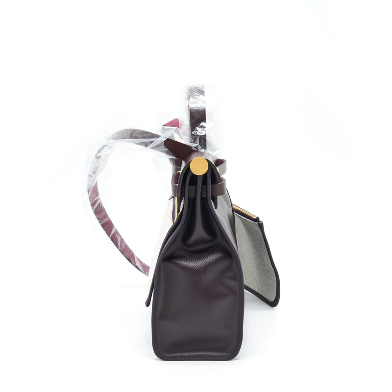 Hermes Herbag 31 Cassis/Ecru/Noir/Rouge Sellier GHW Stamp Z