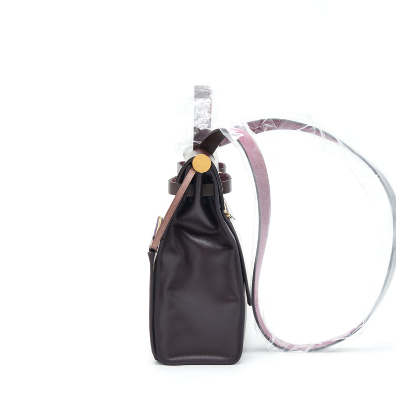 Hermes Herbag 31 Cassis/Ecru/Noir/Rouge Sellier GHW Stamp Z