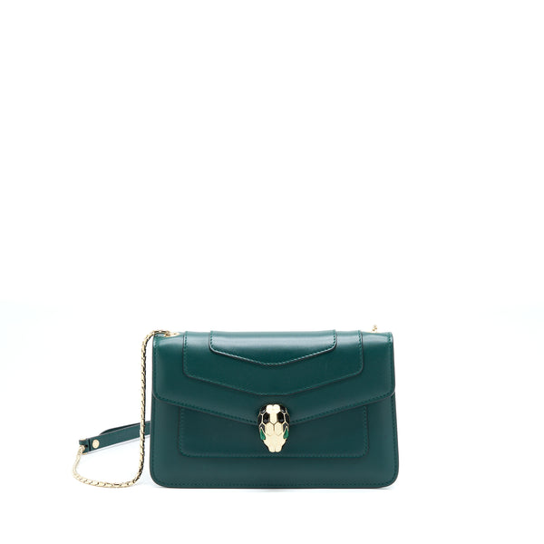 Bvlgari Serpenti Forever Chain Bag Calfskin Green LGHW