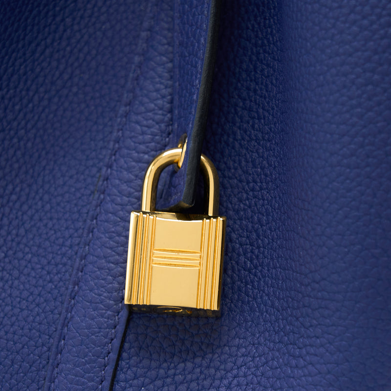 Hermes Picotin 22 Lock Bag Taurillon Maurice Blue Saphir GHW Stamp Z