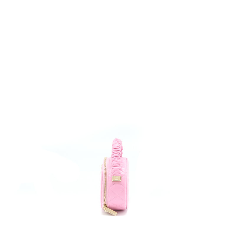 Chanel 22S Top Handle Mini Round Vanity Clutch Lambskin Pink LGHW