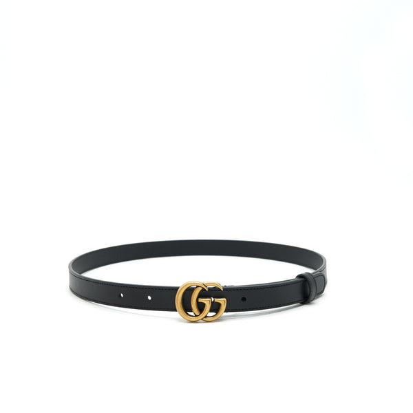 Gucci Size80 GG Buckle 2cm Leather Belt Black GHW