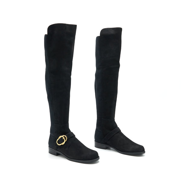 Stuart Weitzman Size37 Siella Boots Stretch Suede Black