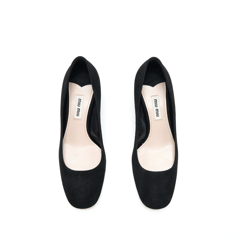 miumiu size 35.5 Suede Crystal Heel Pumps