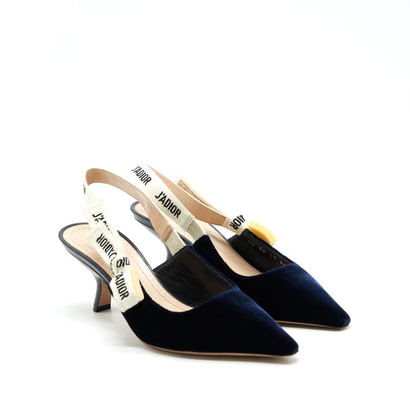 Dior size 36 Slingback pump velvet Navy