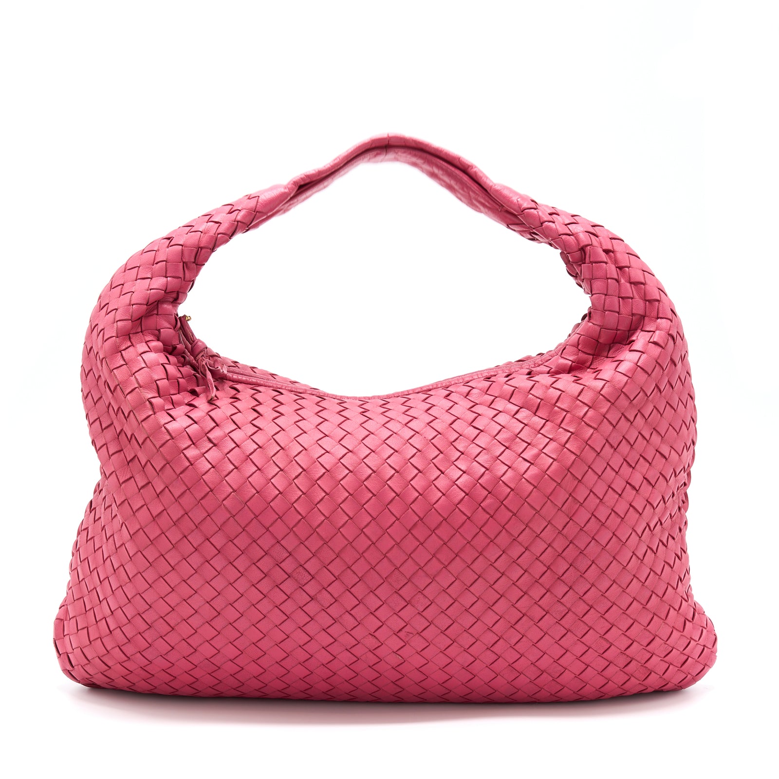 Bottega Veneta Intercciato Hobo Bag Pink GHW